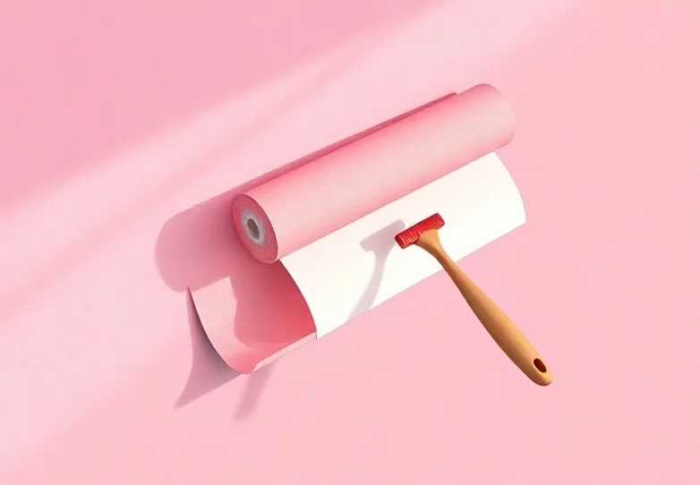 Pose de papier peint, rouleau et brosse à maroufler